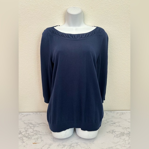 Worthington Sweaters - WORTHINGTON Dark Blue Long Sleeve Boat Neck Pullover Womens Top Sz Large Knit